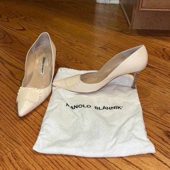 Manolo Blahnik Woman’s Cream Heels Size EU 40.5 - Picture 1 of 7